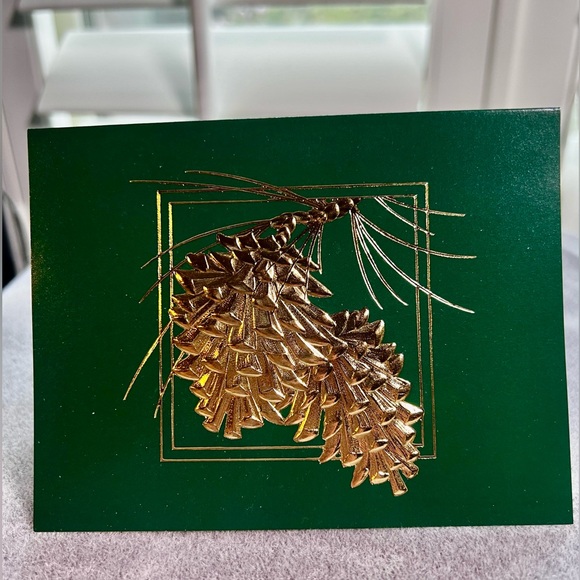 Mid-Century Retro Christmas Cards Box - Century Greetings Deep Green Gold Design - Picture 2 of 5